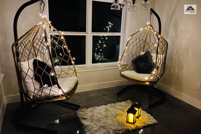 Hanging Basket Chair With Fairy Lights