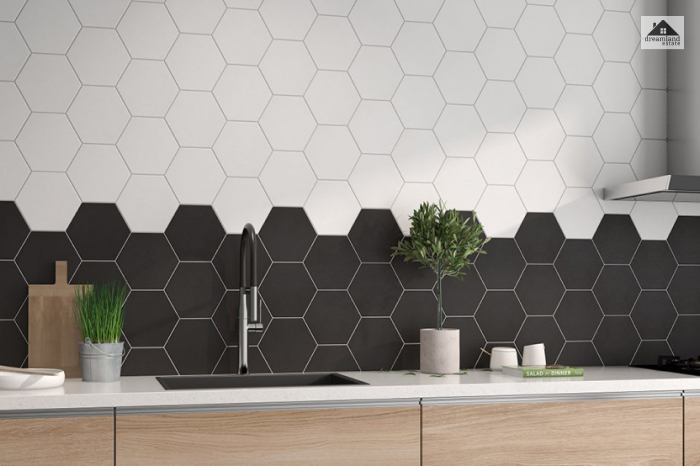 Gray Elongated Hexagon Wall Tiles