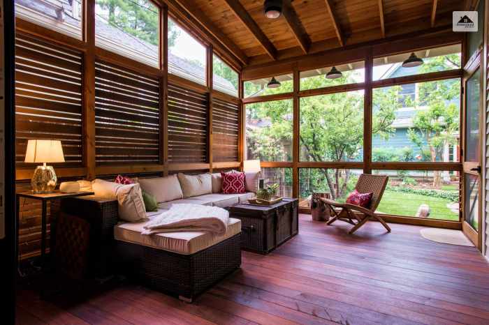 Dark Wood Paneling Screen Porch