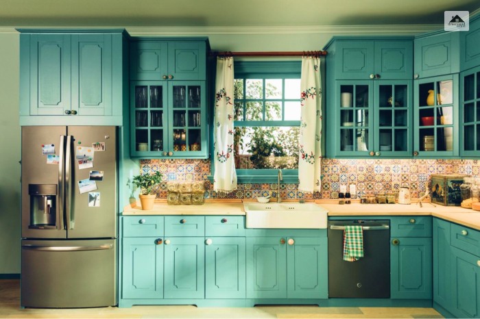 Olive Green And Teal Kitchen Cabinets