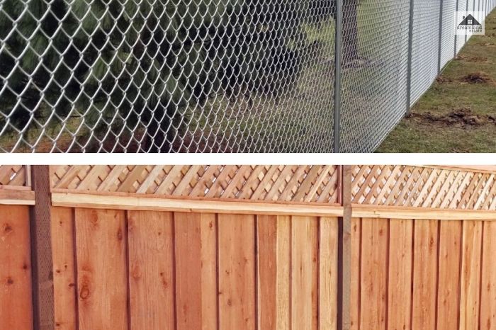 Wooden Panels On Chain Link Fence